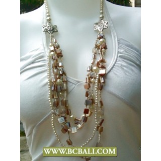 White Squins Multi Strand Necklaces